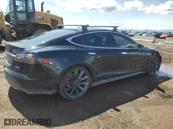 2014 Tesla Model S P85D with VIN 5YJSA1H28EFP63765, listed as a Copart auction lot 50241385 with 100,274 mi miles and Salvage Title. Bid and sale history available at DreamBid. Image 3.