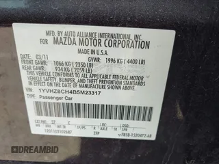 2011 Mazda 6 i Touring with VIN 1YVHZ8CH4B5M23317, listed as a IAAI auction lot 41987116 with 132,470 mi miles and . Bid and sale history available at DreamBid. Image 9.