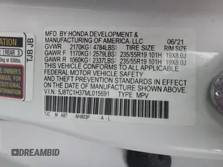 2021 Acura RDX with VIN 5J8TC1H37ML015691, listed as a Copart auction lot 44998565 with 24,459 mi miles and Salvage title. Bid and sale history available at DreamBid. Image 13.