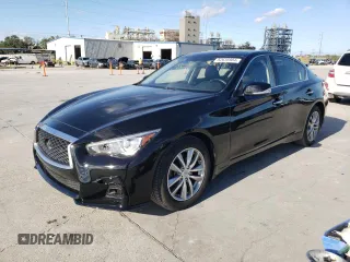 2021 Infiniti Q50 Pure z VIN JN1EV7AR7MM750199, wystawiony jako Copart lot #82635984 z przebiegiem 51 617 mil mil oraz Szkoda całkowita • Salvage title. Historia ofert i sprzedaży dostępna na DreamBid. Obrazek 1.