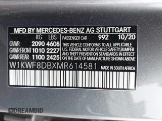 2021 Mercedes-Benz C 300 with VIN W1KWF8DBXMR614581, listed as a IAAI auction lot 42206714 with 35,573 mi miles and . Bid and sale history available at DreamBid. Image 9.