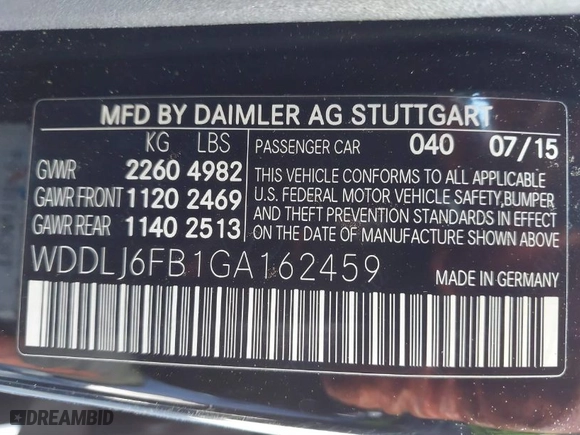 2016 Mercedes-Benz CLS with VIN WDDLJ6FB1GA162459, listed as a IAAI auction lot 41712404 with 132,570 mi miles. Bid and sale history available at carsss.com. Image 9.
