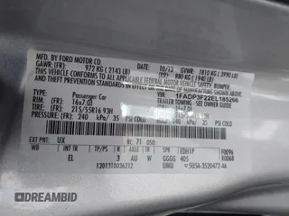 2014 Ford Focus SE with VIN 1FADP3F22EL185266, listed as a IAAI auction lot 42168142 with 177,283 mi miles and . Bid and sale history available at carsss.com. Image 9.