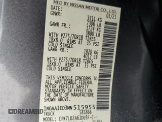 2021 Nissan Titan SL с VIN 1N6AA1ED3MN515955, выставлен на аукционе Copart как лот 55079255 с пробегом 89 098 миль миль и Чистый • Clean title. История ставок и продаж доступна на DreamBid. Изображение 13.