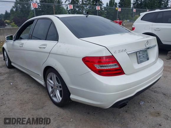 2012 Mercedes-Benz C 250 Sport with VIN WDDGF4HB9CR193961, listed as a IAAI auction lot 42788998 with 111,442 mi miles and . Bid and sale history available at DreamBid. Image 3.