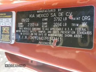 2023 Kia Forte LXS with VIN 3KPF24AD7PE541111, listed as a Copart auction lot 76334134 with 44,836 mi miles and Salvage Title. Bid and sale history available at carsss.com. Image 12.