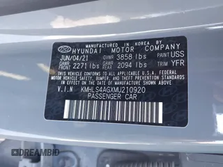 2021 Hyundai Elantra SEL z VIN KMHLS4AGXMU210920, wystawiony jako IAAI lot #41637511 z przebiegiem 55 389 mil mil oraz . Historia ofert i sprzedaży dostępna na DreamBid. Obrazek 9.