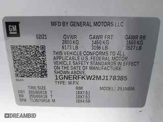 2021 Chevrolet Traverse LS with VIN 1GNERFKW2MJ178385, listed as a IAAI auction lot 41560986 with 59,531 mi miles. Bid and sale history available at carsss.com. Image 9.