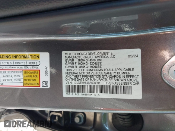 2025 Acura Integra Technology z VIN 19UDE4H64SA000391, wystawiony jako IAAI lot #40881759 z przebiegiem 3 965 mil mil oraz . Historia ofert i sprzedaży dostępna na DreamBid. Obrazek 9.
