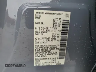 2022 Nissan Frontier SV z VIN 1N6ED1EK5NN631411, wystawiony jako Copart lot #57287645 z przebiegiem 25 027 mil mil oraz Szkoda całkowita • Salvage title. Historia ofert i sprzedaży dostępna na DreamBid. Obrazek 13.