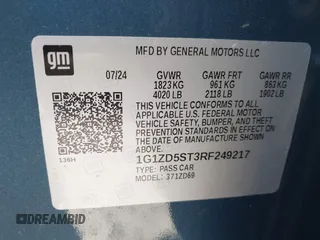2024 Chevrolet Malibu LT with VIN 1G1ZD5ST3RF249217, listed as a IAAI auction lot 41821835 with 3,617 mi miles and . Bid and sale history available at DreamBid. Image 9.