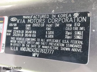 2018 Kia Soul with VIN KNDJN2A26J7612777, listed as a IAAI auction lot 42090368 with 72,191 mi miles. Bid and sale history available at carsss.com. Image 9.