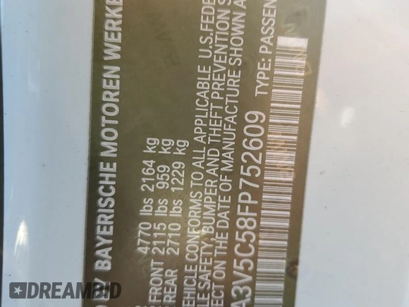 2015 BMW 4 Series 428i z VIN WBA3V5C58FP752609, wystawiony jako Copart lot #43005435 z przebiegiem Nie podano mil oraz Szkoda całkowita • Salvage title. Historia ofert i sprzedaży dostępna na DreamBid. Obrazek 12.