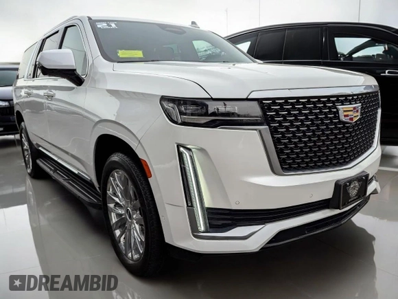 2021 Cadillac Escalade ESV Premium Luxury z VIN 1GYS4KKL7MR4240XX, wystawiony jako Copart lot #53200145 z przebiegiem 43 652 mil mil oraz Czysty tytuł • Clean title. Historia ofert i sprzedaży dostępna na DreamBid. Obrazek 1.