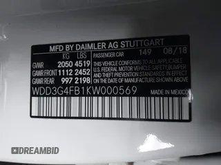 2019 Mercedes-Benz A 220 with VIN WDD3G4FB1KW000569, listed as a IAAI auction lot 41588110 with 83,265 mi miles and . Bid and sale history available at DreamBid. Image 9.