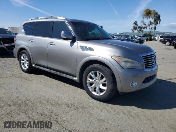 2012 Infiniti QX56 8-passenger with VIN JN8AZ2ND8C9715856, listed as a Copart auction lot 49471125 with 125,346 mi miles and Salvage title. Bid and sale history available at DreamBid. Image 4.