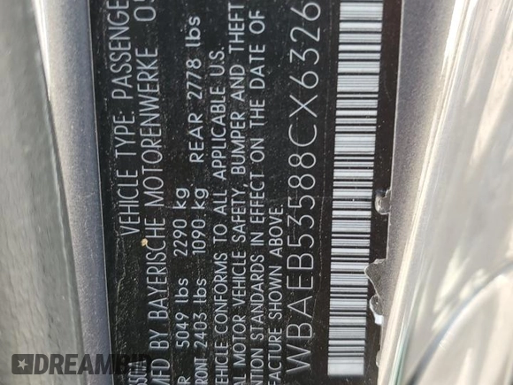 2008 BMW 6 Series 650i with VIN WBAEB53588CX63265, listed as a Copart auction lot 73681864 with Not Provided miles and Salvage Title. Bid and sale history available at DreamBid. Image 12.