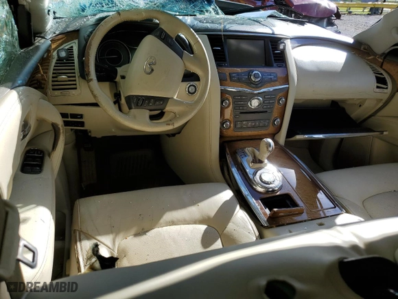 2011 Infiniti QX56 8-passenger with VIN JN8AZ2ND7B9701168, listed as a Copart auction lot 82165564 with 0 miles and Salvage Title. Bid and sale history available at carsss.com. Image 8.