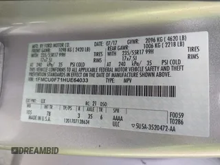2017 Ford Escape S с VIN 1FMCU0F71HUE64033, выставлен на аукционе IAAI как лот 42224541 с пробегом 180 390 миль миль и . История ставок и продаж доступна на DreamBid. Изображение 9.