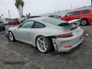 2018 Porsche 911 GT3 with VIN WP0AC2A91JS175089, listed as a Copart auction lot 81383754 with 15,702 mi miles and Salvage Title. Bid and sale history available at DreamBid. Image 2.