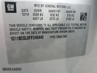 2015 Chevrolet Malibu LS with VIN 1G11B5SL8FF249440, listed as a Copart auction lot 78795914 with 183,991 mi miles and Salvage Title. Bid and sale history available at carsss.com. Image 12.
