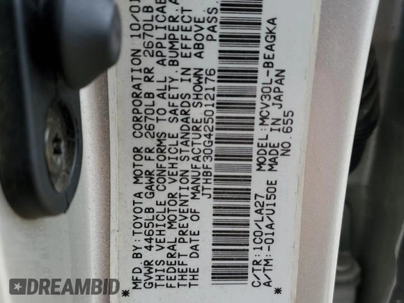 2002 Lexus ES 300 with VIN JTHBF30G425012176, listed as a Copart auction lot 51215515 with 371,102 mi miles and Non Repairable. Bid and sale history available at DreamBid. Image 12.