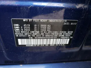 2017 Subaru Legacy with VIN 4S3BNAB64H3048709, listed as a Copart auction lot 37892023 with 87,262 mi miles. Bid and sale history available at carsss.com. Image 13.