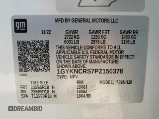 2023 Cadillac XT5 FWD Premium Luxury with VIN 1GYKNCRS7PZ150378, listed as a Copart auction lot 71792184 with 21,631 mi miles and Salvage Title. Bid and sale history available at carsss.com. Image 13.