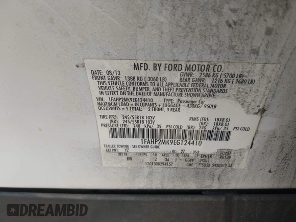 2014 Ford Police Interceptor с VIN 1FAHP2MK9EG124410, выставлен на аукционе IAAI как лот 42437307 с пробегом 221 201 миль миль и . История ставок и продаж доступна на DreamBid. Изображение 9.