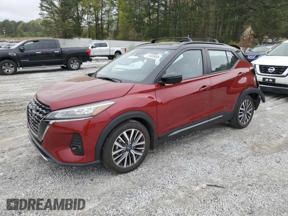 2023 Nissan Kicks SR with VIN 3N1CP5DV6PL512065, listed as a Copart auction lot 51049495 with 25,128 mi miles and Salvage Title. Bid and sale history available at carsss.com. Image 1.