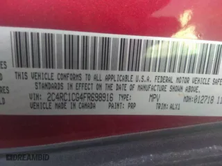 2015 Chrysler Town & Country Touring-L with VIN 2C4RC1CG4FR698916, listed as a IAAI auction lot 40517576 with 1 mi miles. Bid and sale history available at carsss.com. Image 9.