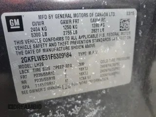 2015 GMC Terrain SLE with VIN 2GKFLWE31F6309584, listed as a Copart auction lot 88470825 with 160,029 mi miles and Salvage Title. Bid and sale history available at DreamBid. Image 16.