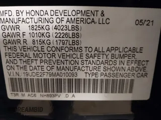 2021 Acura ILX Premium with VIN 19UDE2F79MA010093, listed as a IAAI auction lot 41830393 with 23,468 mi miles and . Bid and sale history available at DreamBid. Image 9.