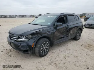 2021 Volkswagen Tiguan S with VIN 3VV0B7AX7MM016358, listed as a Copart auction lot 46574565 with 76,586 mi miles and Salvage Title. Bid and sale history available at carsss.com. Image 1.