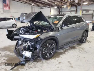 2021 Infiniti QX50 Luxe with VIN 3PCAJ5BA6MF123328, listed as a Copart auction lot 88411535 with 34,162 mi miles and Salvage title. Bid and sale history available at DreamBid. Image 1.