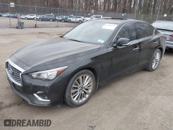 2021 Infiniti Q50 Luxe with VIN JN1EV7BR7MM752310, listed as a IAAI auction lot 41883293 with 20,268 mi miles and . Bid and sale history available at carsss.com. Image 16.