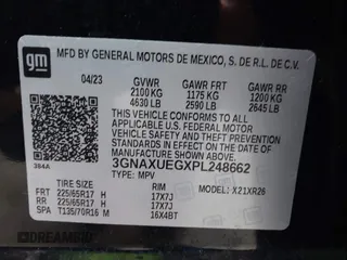 2023 Chevrolet Equinox LT with VIN 3GNAXUEGXPL248662, listed as a IAAI auction lot 42096164 with 34,477 mi miles and . Bid and sale history available at DreamBid. Image 9.