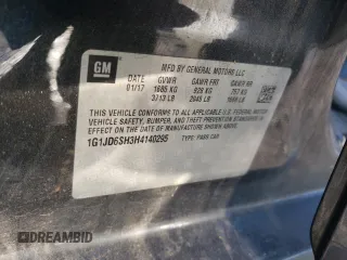 2017 Chevrolet Sonic LT with VIN 1G1JD6SH3H4140295, listed as a Copart auction lot 88450865 with 124,117 mi miles and Salvage Title. Bid and sale history available at carsss.com. Image 14.