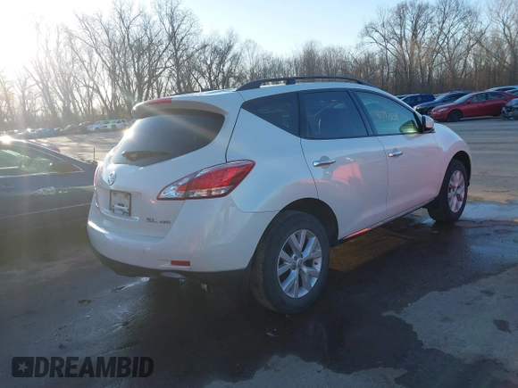 2012 Nissan Murano SL with VIN JN8AZ1MW9CW240149, listed as a IAAI auction lot 41791338 with 135,987 mi miles and . Bid and sale history available at DreamBid. Image 4.