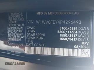 2023 Mercedes-Benz Metris with VIN W1WV0FEY4P4296493, listed as a IAAI auction lot 41456495 with 18,007 mi miles and . Bid and sale history available at DreamBid. Image 9.