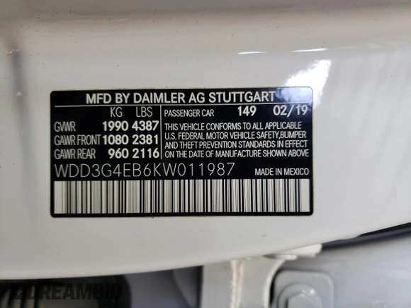 2019 Mercedes-Benz A 220 with VIN WDD3G4EB6KW011987, listed as a Copart auction lot 63768485 with 86,692 mi miles and Clean title. Bid and sale history available at DreamBid. Image 12.