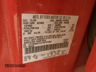 2001 Ford F-150 XLT z VIN 1FTRW07L41KF97200, wystawiony jako Copart lot #51093245 z przebiegiem 227 310 mil mil oraz Szkoda całkowita • Salvage title. Historia ofert i sprzedaży dostępna na DreamBid. Obrazek 12.