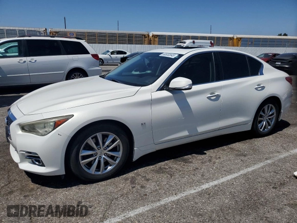 2014 Infiniti Q50 with VIN JN1BV7AP4EM676534, listed as a Copart auction lot 60830545 with 94,948 mi miles and Salvage title. Bid and sale history available at DreamBid. Image 1.