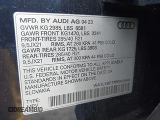 2023 Audi Q7 Premium Plus with VIN WA1LXBF77PD020848, listed as a IAAI auction lot 42205850 with 29,085 mi miles and . Bid and sale history available at DreamBid. Image 9.