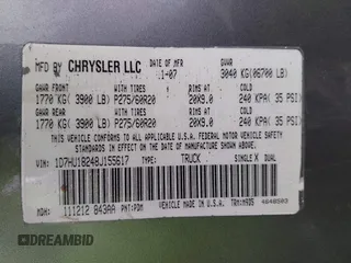 2008 Dodge 1500 SLT with VIN 1D7HU18248J155617, listed as a IAAI auction lot 41775899 with 334,788 mi miles. Bid and sale history available at carsss.com. Image 9.