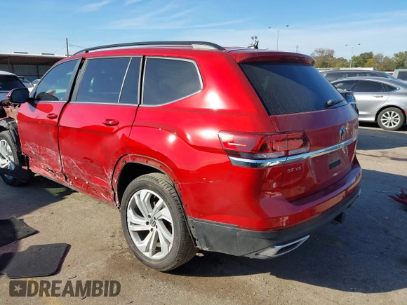2022 Volkswagen Atlas 3.6L V6 SE w/Technology with VIN 1V2HR2CA3NC536146, listed as a IAAI auction lot 41090757 with 30,488 mi miles. Bid and sale history available at carsss.com. Image 3.