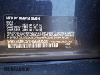 2017 BMW M3 with VIN WBS8M9C51H5G83520, listed as a Copart auction lot 48007903 with 64,393 mi miles. Bid and sale history available at carsss.com. Image 15.