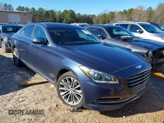 2015 Hyundai Genesis 3.8L with VIN KMHGN4JE7FU038338, listed as a IAAI auction lot 41062654 with 163,468 mi miles and . Bid and sale history available at DreamBid. Image 1.