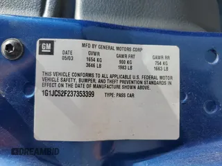 2003 Chevrolet Cavalier with VIN 1G1JC52F237353399, listed as a Copart auction lot 48806275 with 197,947 mi miles and Salvage Title. Bid and sale history available at DreamBid. Image 12.