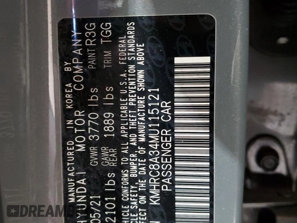 2021 Hyundai Venue SEL с VIN KMHRC8A34MU115121, выставлен на аукционе Copart как лот 83571504 с пробегом 63 629 миль миль и Списание • Salvage title. История ставок и продаж доступна на DreamBid. Изображение 14.